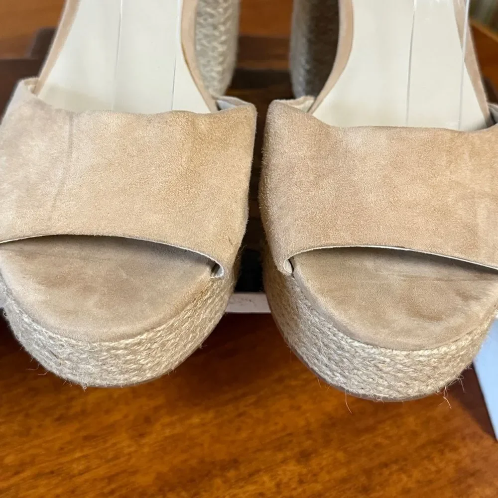 Kenneth Cole Women's Phoenix High Block Heel Platform Sandals Beige Size 10